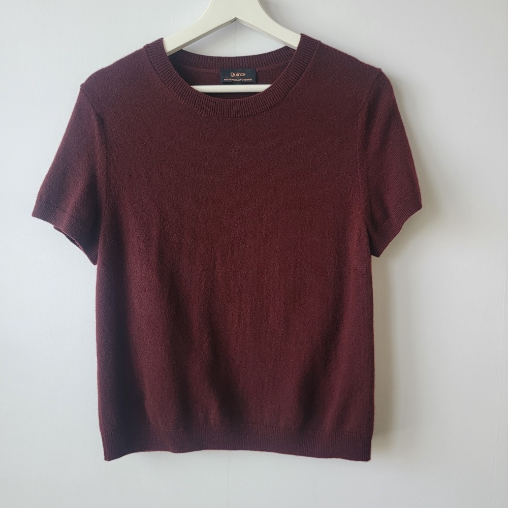 Quince Women's Short Sleeve Crewneck Sweater - Burgundy